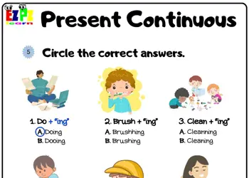 Present Continuous Circle the Correct Answers Grammar Worksheet pdf Book 1